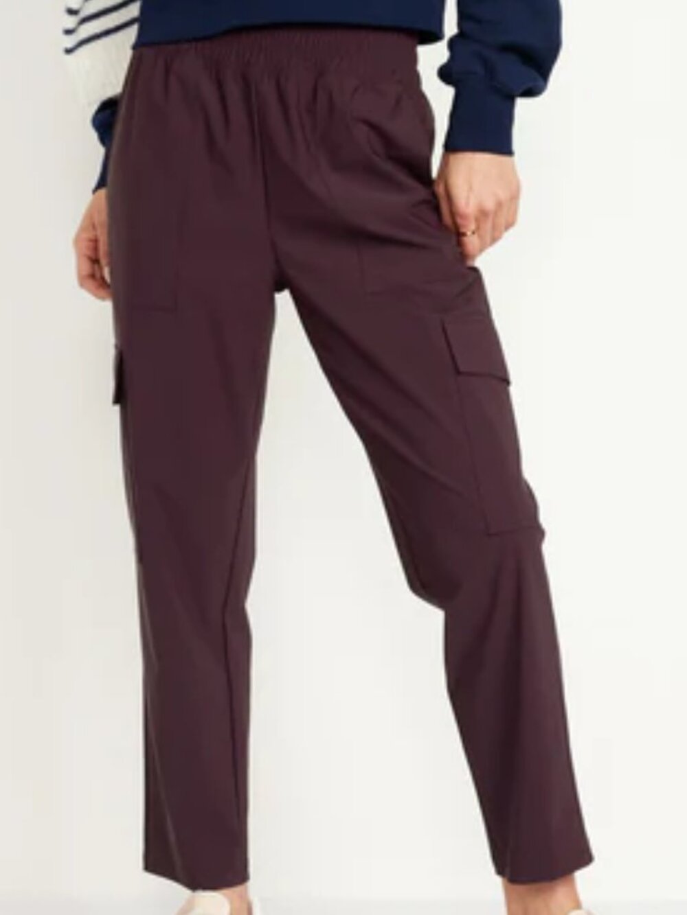 Old Navy High-Waisted SleekTech Cargo Ankle Pants Purple L
